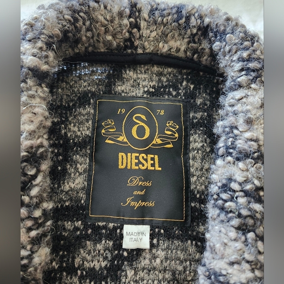 DIESEL Made In Italy Wrap Front, Tie Waist Blazer Jacket, Brown Black Size M - Picture 6 of 13